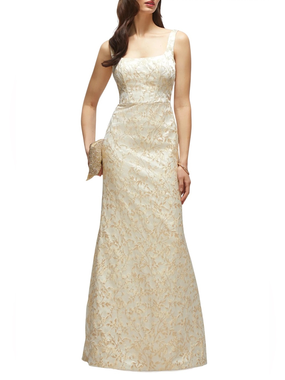 NEW Dessy Collection 3174 Bettina Metallic Brocade Trumpet Gown, Size 6